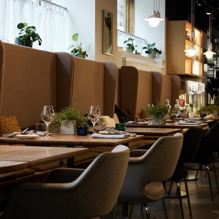 Restaurant interior with private family seating